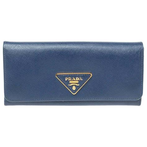 prada continental wallet blue